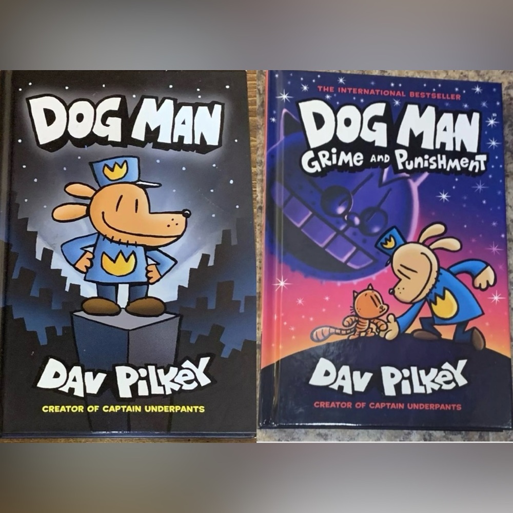 2 Dog Man Series Hardcover Books: Dog Man & Grime & Punishment, Dav Pilkey
